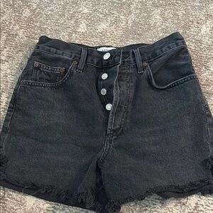 Agolde Black Jean Shorts High-Waisted Distressed